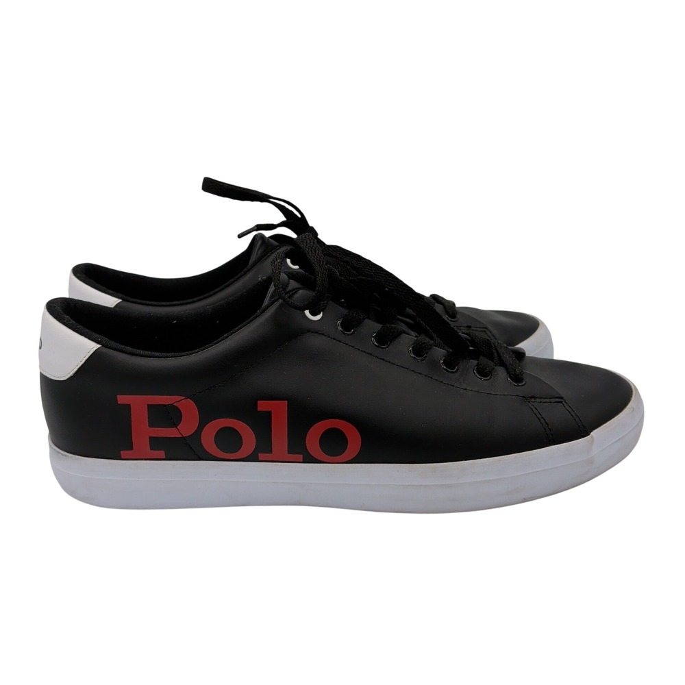 Polo Ralph Lauren Longwood Mens Black Leather Low Top Sneakers Size 11 01087 J22